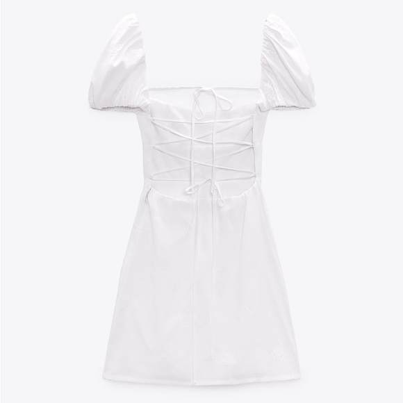 Zara White Openwork Embroidered Dress - Picture 16 of 17